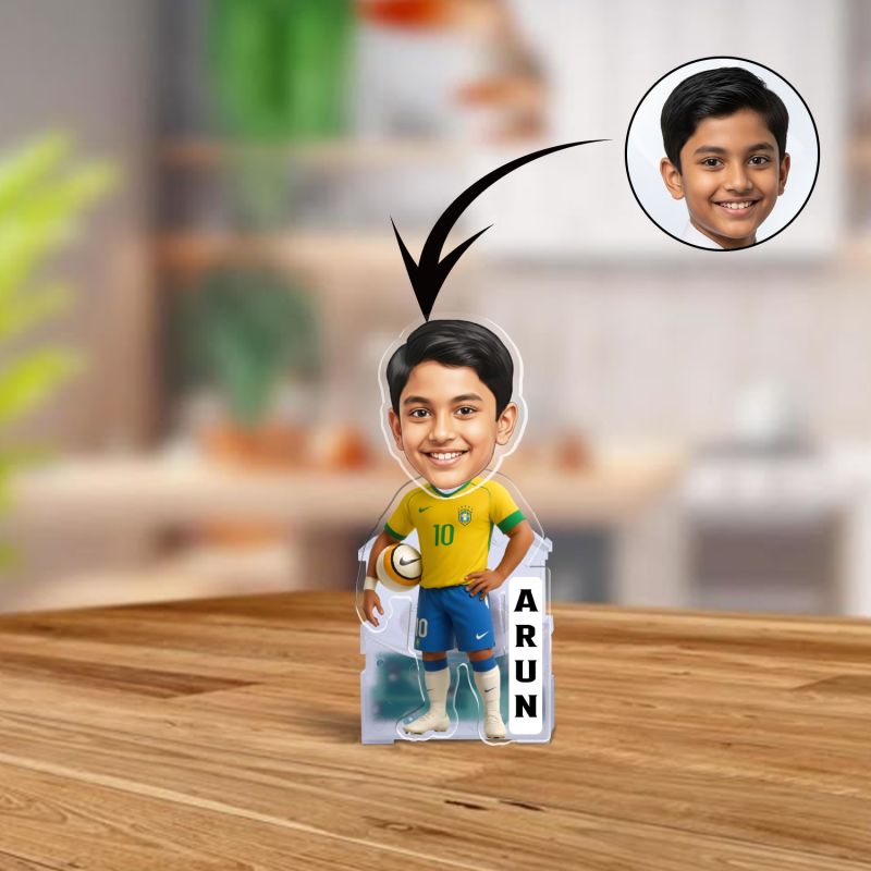 Personalized Football Player Funny Face Caricature with Shaking Head Gift for Football Player & Fans Return Gift Solar Powered Moving Head Bobblehead Figurine